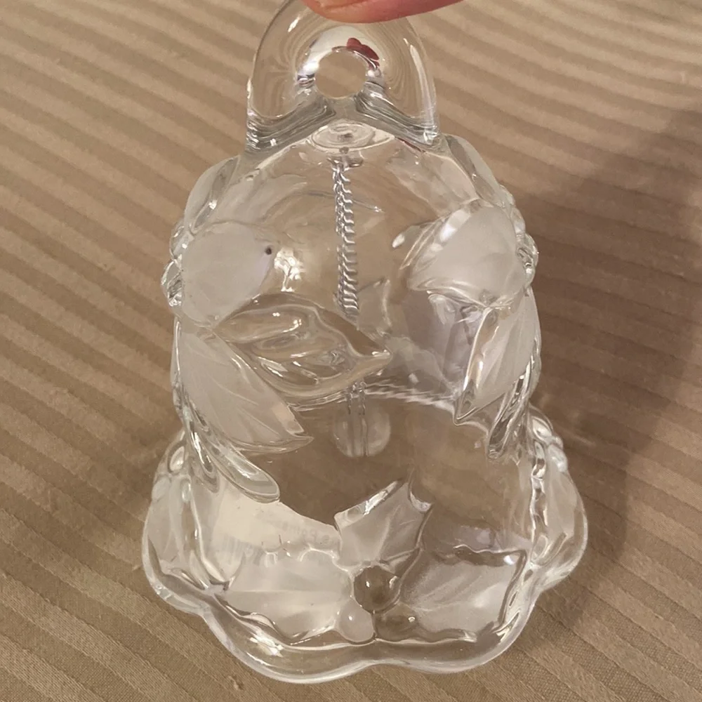 Vintage Mikasa festive poinsettia fine frosted and clear crystal bell German